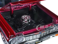 1964 Chevrolet Impala Lowrider Hard Top Candy Red Metallic White Top Get Low Series 1/24 Diecast Model Car Motormax 79021