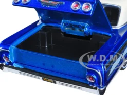 1964 Chevrolet Impala Lowrider Hard Top Candy Blue Metallic Cream Top Get Low Series 1/24 Diecast Model Car Motormax 79021