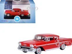 1958 Chevrolet Impala Sports Coupe Rio Red 1/87 (HO) Scale Diecast Model Car by Oxford Diecast