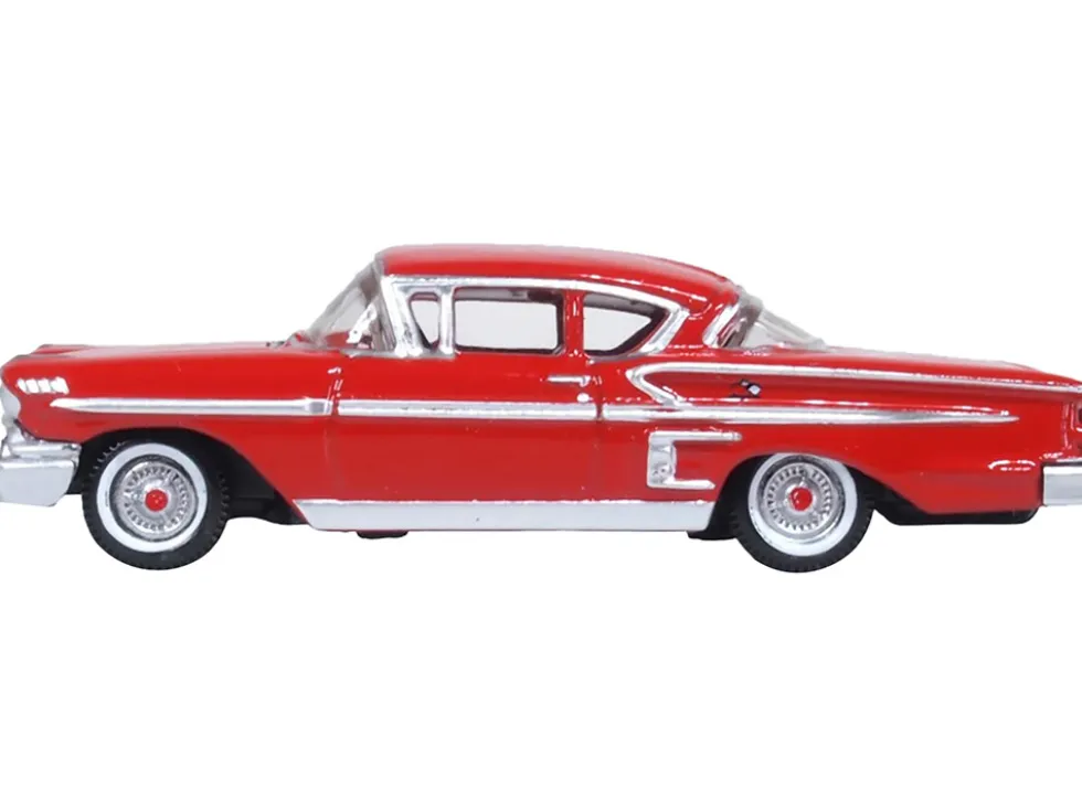 1958 Chevrolet Impala Sports Coupe Rio Red 1/87 (HO) Scale Diecast Model Car by Oxford Diecast