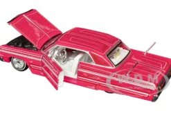 1964 Chevrolet Impala SS Lowrider Pink with Graphics and White Interior "Lowriders" "Maisto Design" Series 1/26 Diecast Model Car by Maisto