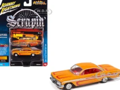 1961 Chevrolet Impala SS 409 Yellow Metallic with Red Stripes and Interior "Scrapin" Series 1/64 Diecast Model Car by Johnny Lightning