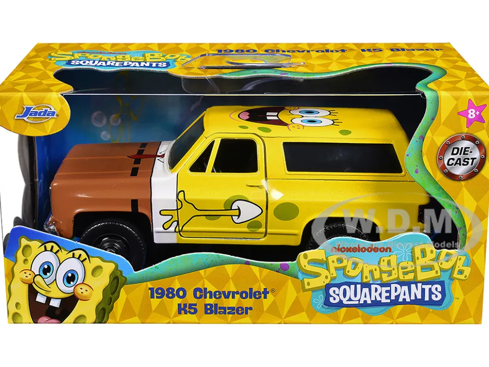 1980 Chevrolet K5 Blazer "SpongeBob Star" Livery Yellow "SpongeBob SquarePants" (1999-Current) TV Series "Hollywood Rides" Series 1/32 Diecast Model Car by Jada