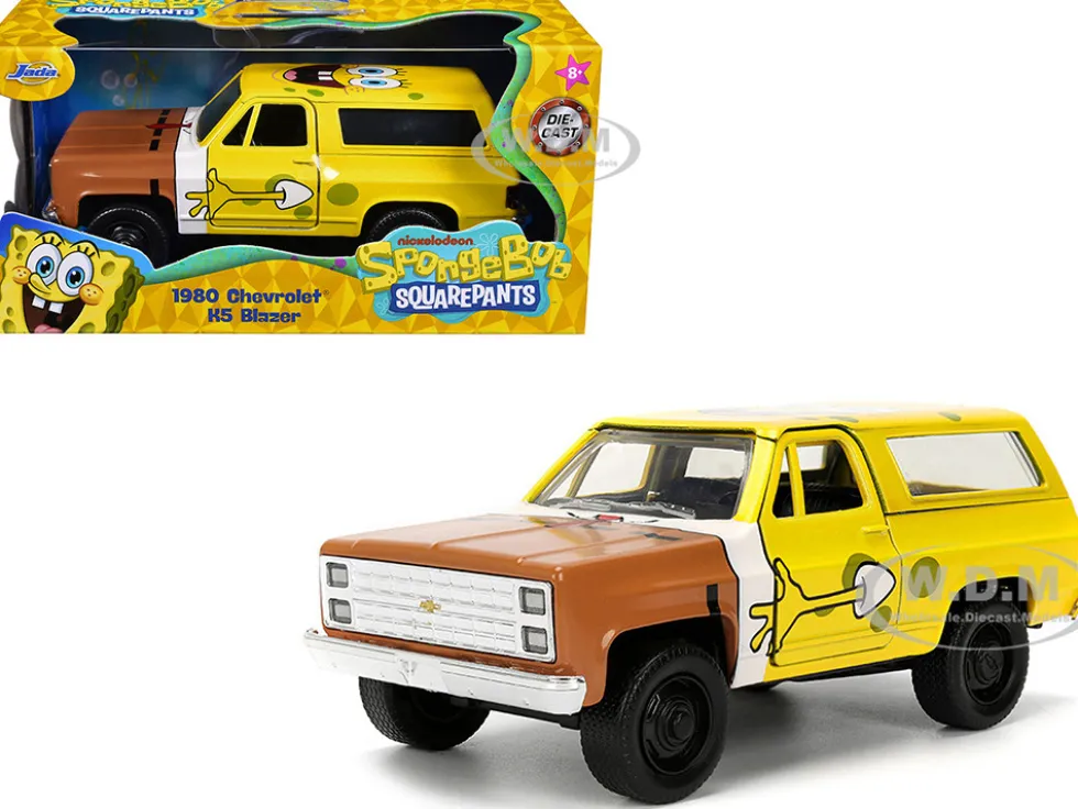 1980 Chevrolet K5 Blazer "SpongeBob Star" Livery Yellow "SpongeBob SquarePants" (1999-Current) TV Series "Hollywood Rides" Series 1/32 Diecast Model Car by Jada