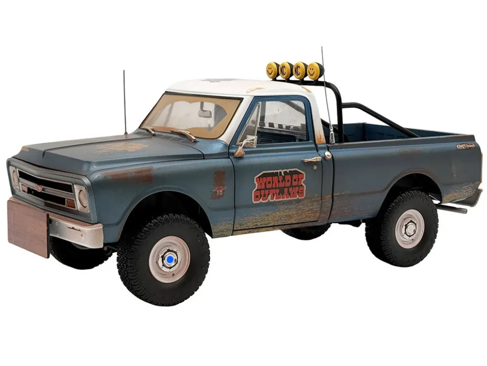 1967 Chevrolet K-10 Pickup Truck "World of Outlaws Push Truck" Blue (Rusted) with White Top Limited Edition to 378 pieces Worldwide 1/18 Diecast Model Car by ACME