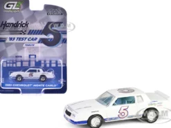 1983 Chevrolet Monte Carlo #5 "Hendrick Motorsports First Test Car Tribute" White with Blue Stripes and Interior "Hobby Exclusive" Series 1/64 Diecast Model Car by Greenlight