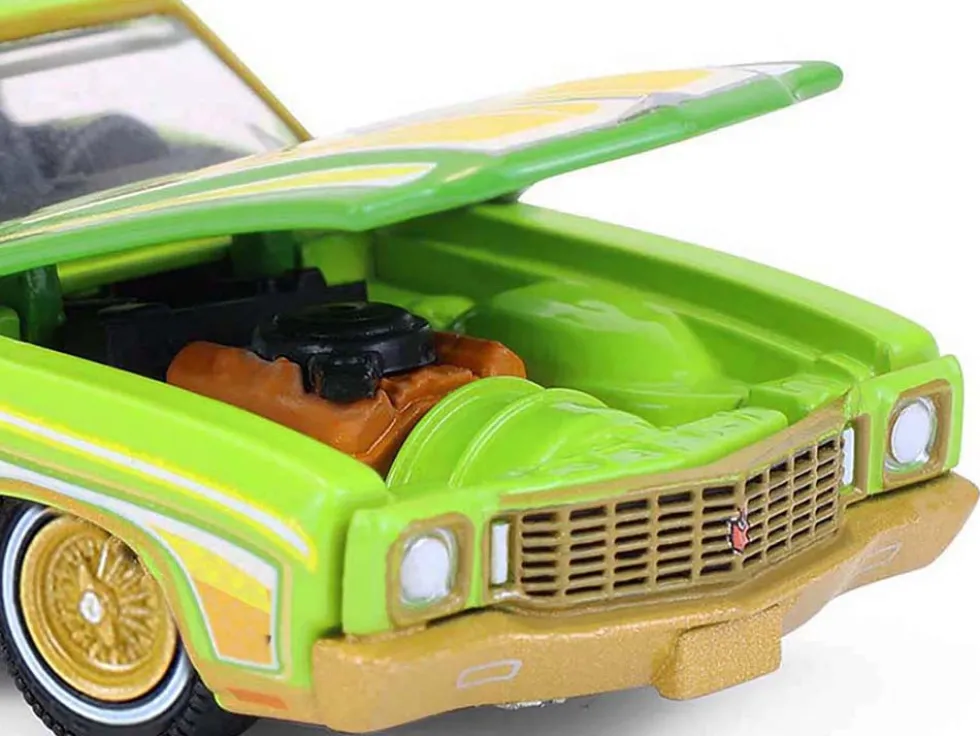 1970 Chevrolet Monte Carlo Lowrider "Michael Heralda Special Edition" Lime Green with Graphics "Hobby Exclusive" Series 1/64 Diecast Model Car by Greenlight