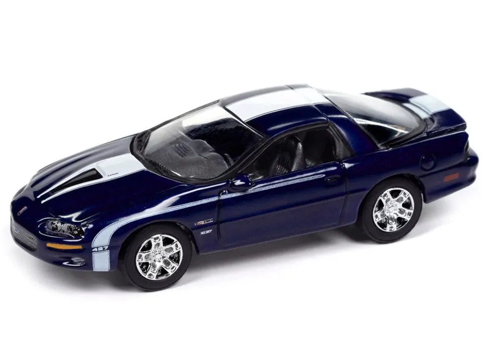 2002 Chevrolet Nickey Camaro ZL1 Navy Blue Metallic with White Stripes "Muscle Cars USA" Series 1/64 Diecast Model Car by Johnny Lightning