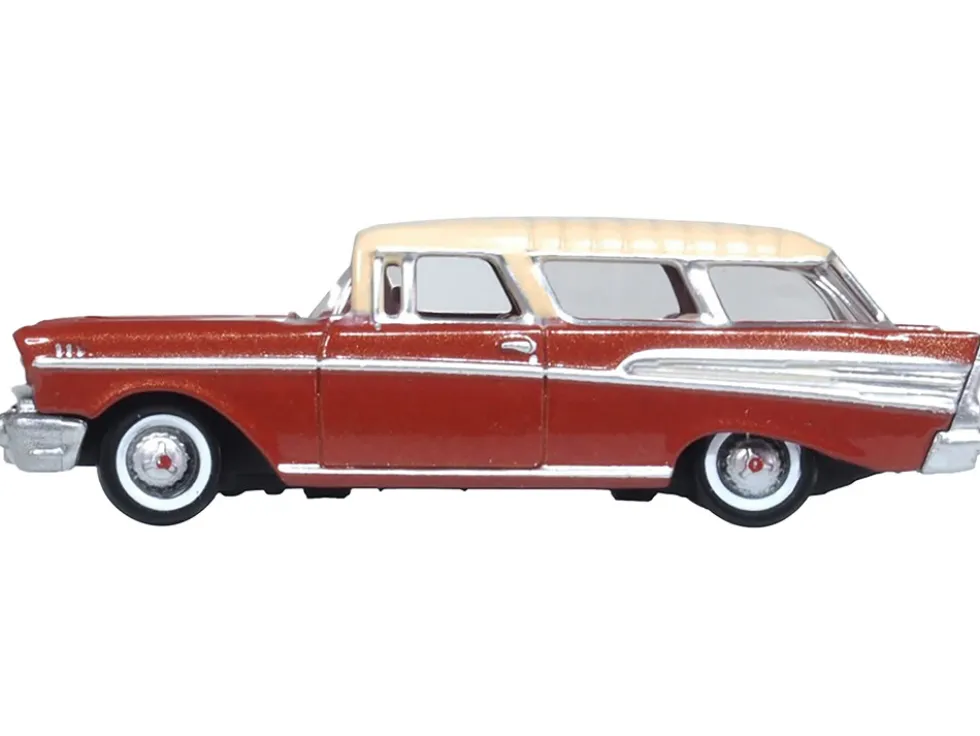 1957 Chevrolet Nomad Adobe Beige with Sierra Gold Top 1/87 (HO) Scale Diecast Model Car by Oxford Diecast