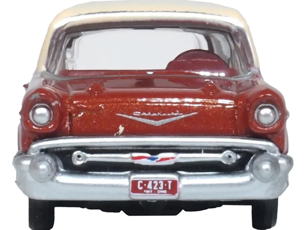 1957 Chevrolet Nomad Adobe Beige with Sierra Gold Top 1/87 (HO) Scale Diecast Model Car by Oxford Diecast