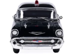 1957 Chevrolet One-Fifty Police Car "Kentucky State Police" Black with Yellow Stripes 1/64 Diecast Model Car by IXO Models