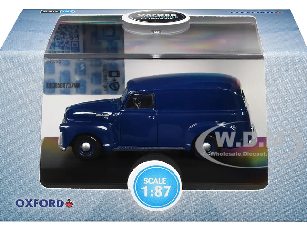 1950 Chevrolet Panel Van Mariner Blue 1/87 (HO) Scale Diecast Model Car by Oxford Diecast