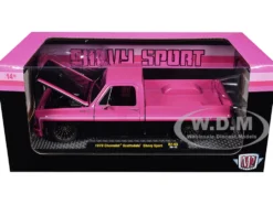 1979 Chevrolet Scottsdale Pickup Truck "Chevy Sport" Pink and Black Limited Edition to 6250 pieces Worldwide 1/24 Diecast Model Car by M2 Machines