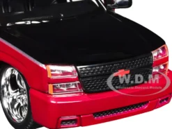 2006 Chevrolet Silverado Custom Pickup Truck Red Metallic and Black with Silver Stripes "Die-Cast Collection" Series 1/25 Diecast Model Car by Motormax