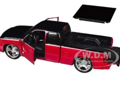 2006 Chevrolet Silverado Custom Pickup Truck Red Metallic and Black with Silver Stripes "Die-Cast Collection" Series 1/25 Diecast Model Car by Motormax