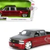 1999 Chevrolet Silverado Dually Pickup Truck Red Metallic and Gray with Custom KMC Wheels "Just Trucks" Series 1/24 Diecast Model Car by Jada