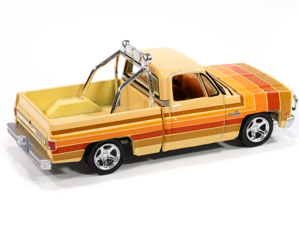 1981 Chevrolet Silverado Fleetside Pickup Truck Cream with Stripes "Hobby Exclusive" Series 1/64 Diecast Model Car by Auto World