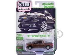 2019 Chevrolet Silverado High Country Pickup Truck Oakwood Brown Metallic "Muscle Trucks" Series 1/64 Diecast Model Car by Auto World