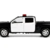 2017 Chevrolet Silverado 1500 LT Z71 Crew Cab Pickup Truck Black and White with Flashing Light Bar and Front and Rear Lights and Sounds 1/27 Diecast Model Car by Motormax