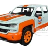 2017 Chevrolet Silverado 1500 LT Z71 Crew Cab Pickup Truck Light Blue with Orange Stripes Gulf Oil Gulf Die Cast Collection 1/27 Diecast Model Car Motormax 79666GULF