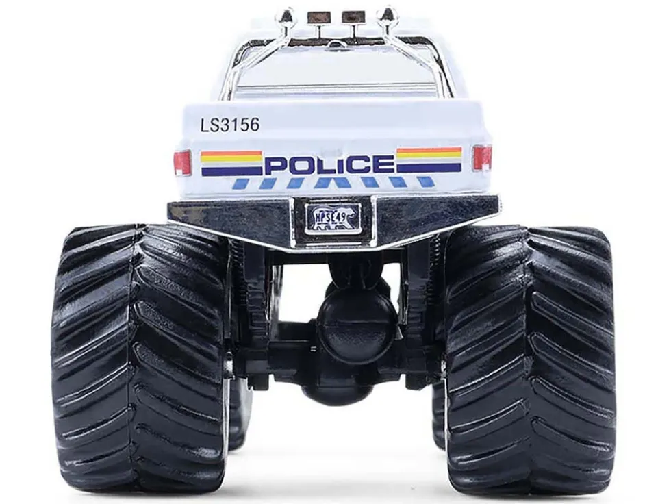 1986 Chevrolet Silverado Monster Truck "Royal Canadian Mounted Police" White with Stripes "Kings of Crunch - Hot Pursuit" Special Edition 1/64 Diecast Model Car by Greenlight