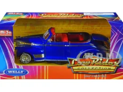 1941 Chevrolet Special Deluxe Convertible Candy Blue Metallic Red Interior Low Rider Collection 1/24 Diecast Model Car Welly 22411