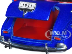 1941 Chevrolet Special Deluxe Convertible Candy Blue Metallic Red Interior Low Rider Collection 1/24 Diecast Model Car Welly 22411