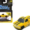 1993 Chevrolet 454 SS Pickup Truck Yellow with Black Stripes 1/64 Diecast Model Car by Muscle Machines
