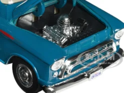 1957 Chevrolet 3100 Stepside Pickup Truck Teal Metallic Timeless Legends Series 1/24 Diecast Model Car Motormax 79381t