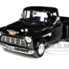 1955 Chevrolet 5100 Stepside Pickup Truck Black 1/24 Diecast Car Model Motormax 73236