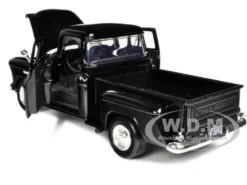 1955 Chevrolet 5100 Stepside Pickup Truck Black 1/24 Diecast Car Model Motormax 73236