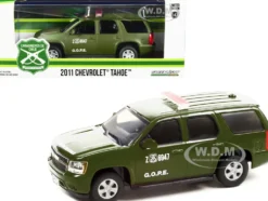 2011 Chevrolet Tahoe Police Car Matt Green Carabineros de Chile G.O.P.E. Grupo de Operaciones Policiales Especiales 1/43 Diecast Model Car Greenlight 86620