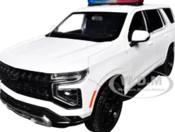 2025 Chevrolet Tahoe PPV White "Builder's Kit" with Flashing Light Bar and Front and Rear Lights and Sounds 1/24 Diecast Model Car by Motormax