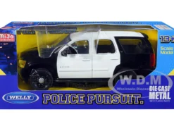 2008 Chevrolet Tahoe Unmarked Police Car Black White 1/24 Diecast Model Car Welly 22509