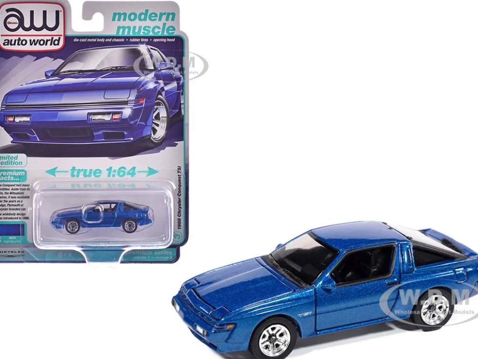 1988 Chrysler Conquest TSi Bright Blue Metallic "Modern Muscle" Series 1/64 Diecast Model Car by Auto World