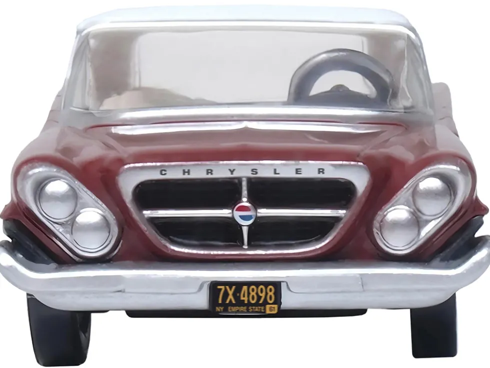 1961 Chrysler 300 Convertible Closed Top Cinnamon Brown Metallic with White Top 1/87 (HO) Scale Diecast Model Car Oxford Diecast 87CC61004