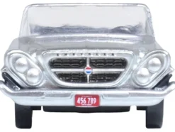 1961 Chrysler 300G Convertible Sheffield Silver Metallic 1/87 (HO) Scale Diecast Model Car by Oxford Diecast