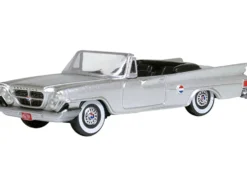 1961 Chrysler 300G Convertible Sheffield Silver Metallic 1/87 (HO) Scale Diecast Model Car by Oxford Diecast
