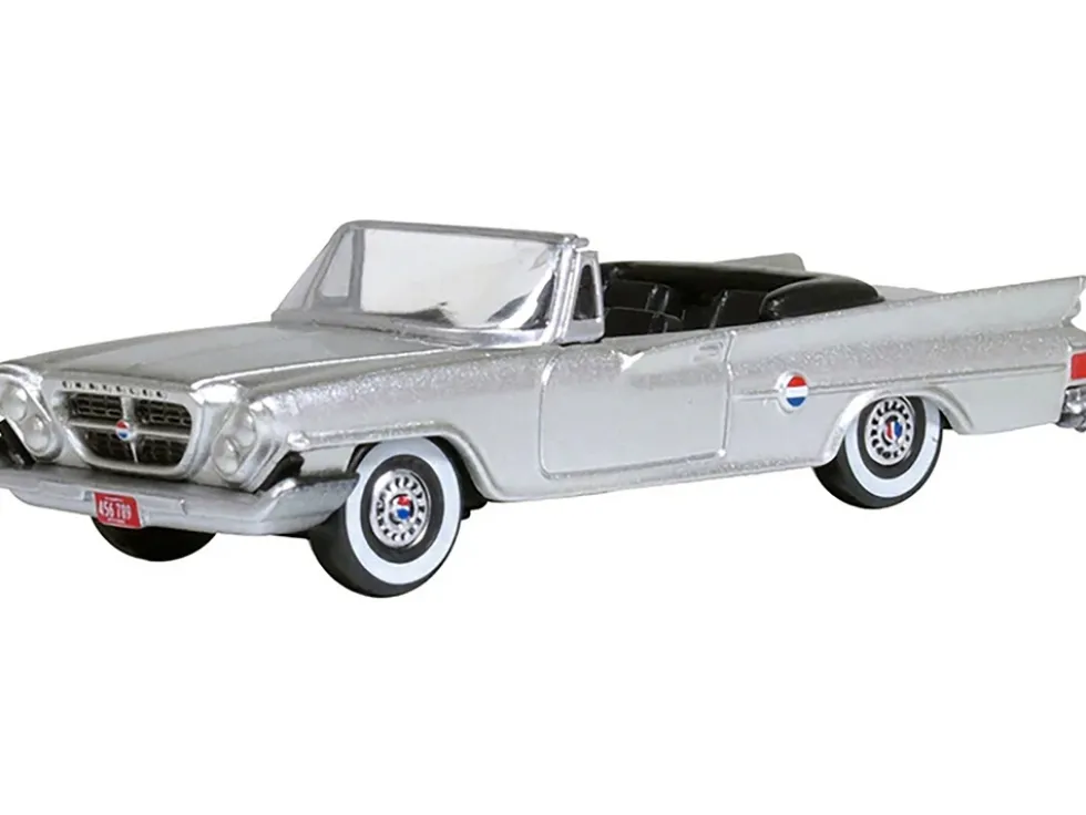 1961 Chrysler 300G Convertible Sheffield Silver Metallic 1/87 (HO) Scale Diecast Model Car by Oxford Diecast