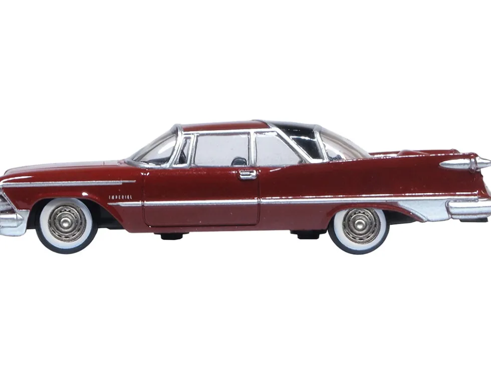 1959 Chrysler Imperial Crown 2 Door Hardtop Radiant Red with Black Top 1/87 (HO) Scale Diecast Model Car Oxford Diecast 87IC59003