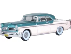 1955 Chrysler New Yorker Deluxe St. Regis Jade Green Metallic and Cream 1/87 (HO) Scale Diecast Model Car by Oxford Diecast