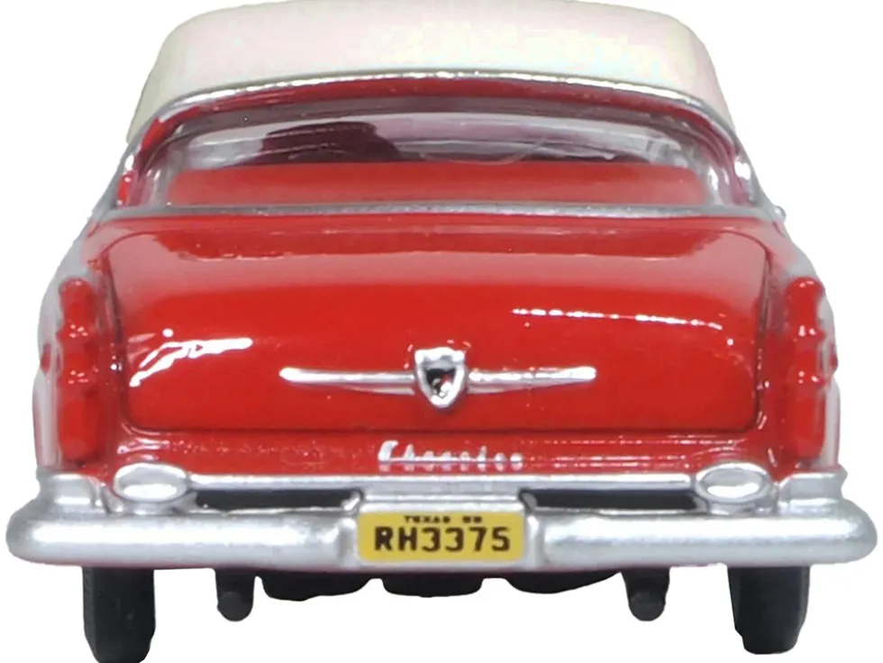 1955 Chrysler New Yorker Deluxe St. Regis Tango Red and Platinum Metallic 1/87 (HO) Scale Diecast Model Car by Oxford Diecast