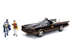 Classic TV Series Batmobile Working Lights Diecast Batman Robin Figures 80 Years Batman 1/18 Diecast Model Car Jada 98625