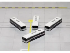Cobus 3000 Passenger Bus White and Blue US Airways Shuttle Bus 4 Piece Set 1/400 Diecast Models GeminiJets GJ1533