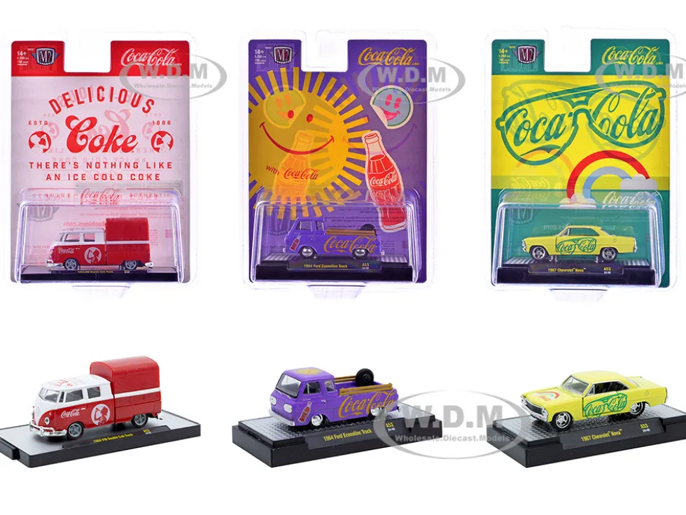 Coca-Cola Set of 3 pieces Release 53 Limited Edition to 10000 pieces Worldwide 1/64 Diecast Model Cars by M2 Machines