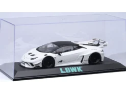 Collectible Display Show Case with Black Plastic Base and Green "LBWK" Logo for 1/18-1/24 Scale Model Cars by Autoart