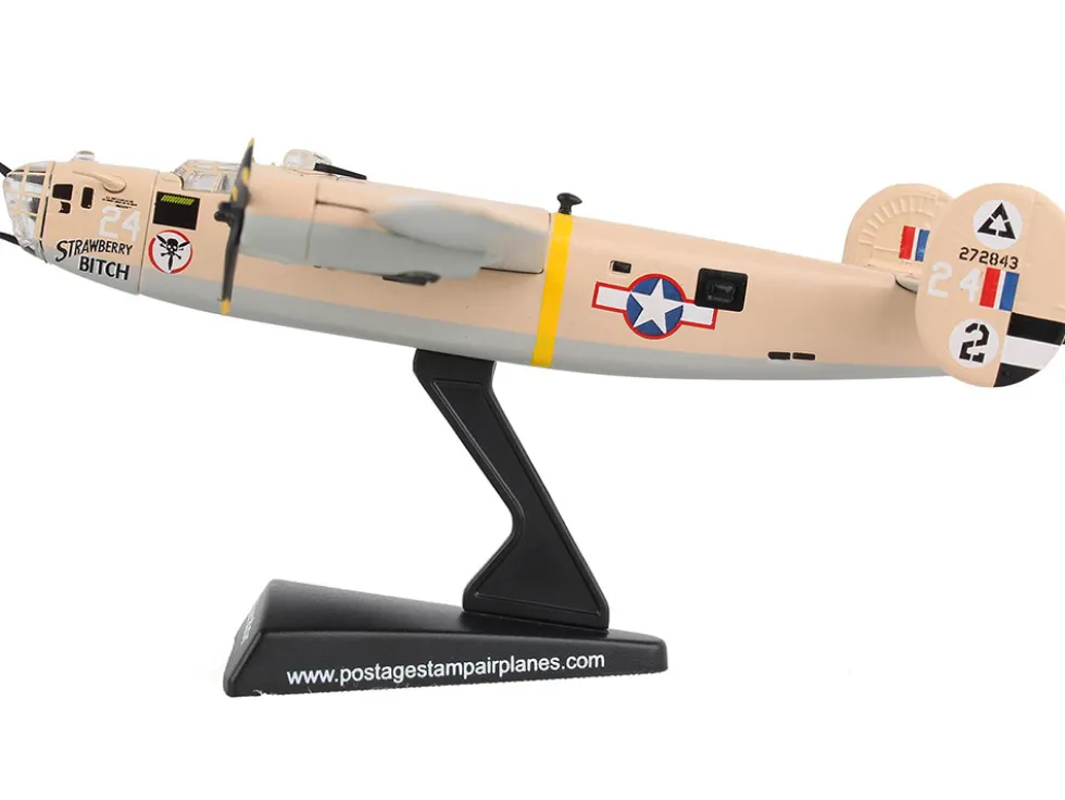 Consolidated B 24D Liberator Bomber Aircraft Strawberry Bitch 376th Heavy Bombardment North Africa United States Army Air Forces 1/163 Diecast Model Airplane Postage Stamp PS5557-5