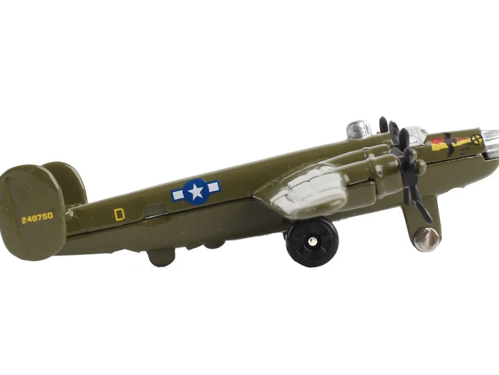 Consolidated B 24 Liberator Bomber Aircraft Olive Drab United States Army Air Force with Runway Section Diecast Model Airplane Runway24 RW045