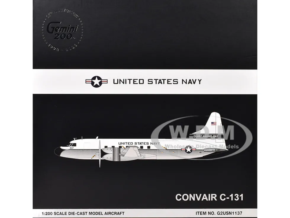 Convair C-131 Samaritan Transport Aircraft "United States Navy - NAS Guantanamo Bay" (141017) White and Gray "Gemini 200" Series 1/200 Diecast Model Airplane by GeminiJets