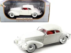 1936 Cord 810 Coupe White Red Interior 1/18 Diecast Model Car Signature Models 18108
